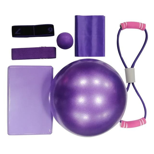 2020 HOT Fitness Gym Accessories For Men Women Yoga Resistance Bands Pilates Ball Home Block Brick Trainning Exercise 7Pcs Sets